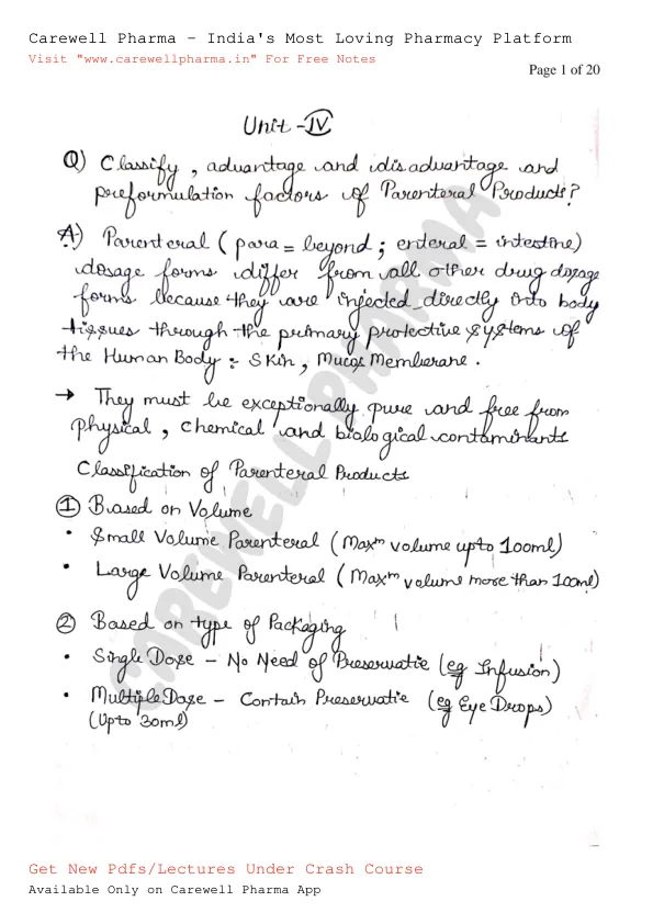 Unit 4, Industrial Pharmacy 1, B Pharmacy 5th Sem, Carewell Pharma